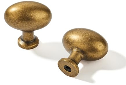 Khtumeware Ovale Schubladenknöpfe aus Messing, 35 mm, Vintage-Stil, für Kommode und Küche, 10 Stück