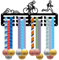 CREATCABIN Porta Medaglie da Triathlon Porta Medaglie 30+ Porta Medaglie Porta Medaglie in Metallo Nero Mensola Organizer Supporto per Medaglie Cornice Piccola Montaggio A Parete da Appendere 29x13cm