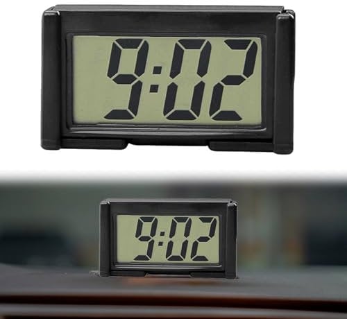 Mini Auto Uhr, Fahrzeug Elektronische Digitaluhr, LCD Digital Clock, Auto Elektronische Uhr, Mini-Digitaluhr, Für Auto Armaturenbrett,Schreibtisch,Tisch,Badezimmer, Schwarz