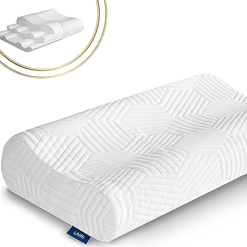 LAMB Memory Foam Kopfkissen, Nackenstützkissen Ergonomisches Schlafkissen,Sandwich Kissen Geeignet für Rücken Seitenlage