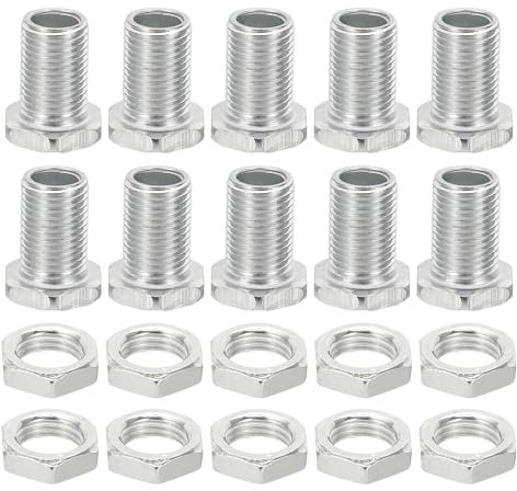 PATIKIL Kit de Pernos Hexagonales M10X18mm Y Tuercas, 10 Kit Tornillos Huecos de Rosca Fina Surtidos, Tornillo de Cabeza Hexagonal a Través de Perno de Agujero, Fijadores de Candelabros
