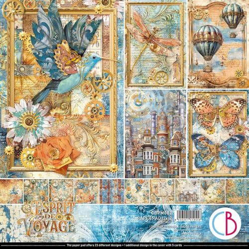 Ciao Bella Scrapbook-Papier Esprit de Voyage Motivpapier 30.5x30.5 cm beidseitig bedruckt, ligninfrei, säurefrei, ideal für kreative Projekte