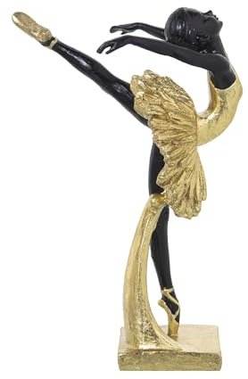 FIGURA RESINA BAILARINA DORADA/NEGRA_13X16X25CM