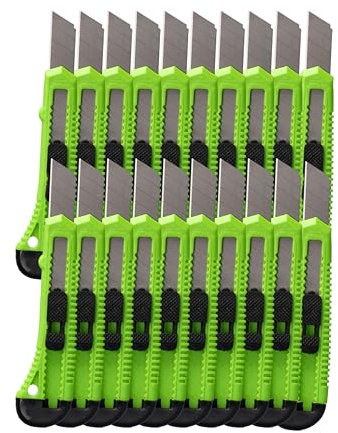 ToolSpace 20 Stück Cuttermesser Set 18 mm 20x Teppichmesser Scharfe Klinge Robustes Profi Cutter Messer Stanleymesser Kattermesser Tapeziermesser Besser als Einweg Stanley Messer mit Abbrechklinge