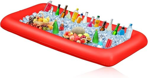 Gonflable Porte-Boissons Bar Flottant, Porte-Boissons gonflables,Bar Flottant Piscine,Piscine Gonflable, pour Les Fêtes de Piscine D'été Floating Bar (Rouge)