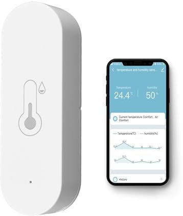 WiFi Temperatur- und Luftfeuchtigkeitssensor - Smart Hygrometer & Smart Thermometer mit Echtzeitüberwachung, Alexa & Google Assistant kompatibel, App-Steuerung, Hochpräzises Innen- Außenthermometer