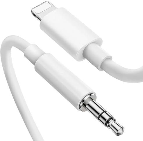 1 Pcs Apple 3.5mm Aux Connection Cable, Apple MFi Certified Aux Cord, Lightning to AuxCable for Car Home Stereo/Speaker/Headphone Compatible with iPhone 14 13 12 11 XS XR X 8 7 (White)