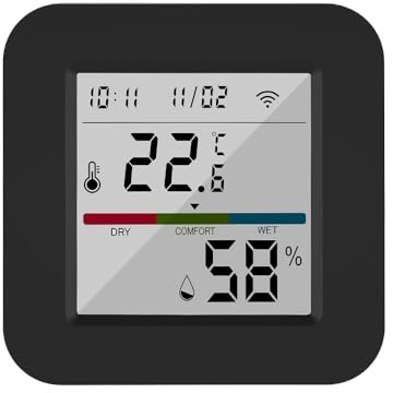 aixi-SHS WLAN-Sensor, Temperatur/Luftfeuchtigkeit, mit Universal-Fernbedienung, kompatibel mit Alexa/App Tuya