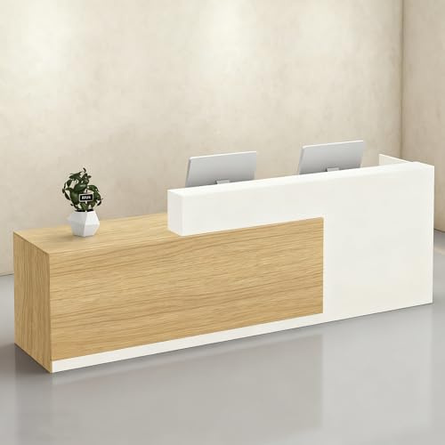 CCUKTFN Empfangstheke mit Schublade und offenen Ablagen, Moderne Rezeptionstheke 100–240 cm für Büro, Geschäft, Friseursalon, Studio oder Empfangsbereich