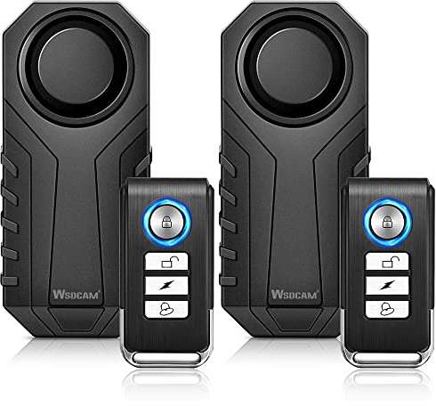 WSDCAM Bike Alarm with Remote 2 Pack, 113dB Wireless Anti-Theft Vibration Motorcycle Bicycle Alarm Vehicle Security Alarm System (Black)