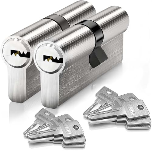 MANICAF 2 Stück Schließzylinder 40/40, Schließzylinder Gleichschließend, Profilzylinder, Zylinderschloss, Euro-Zylinder-Schloss, Schliesszylinder 80mm mit 10 Messing Schlüssel