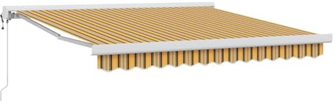 Mhdvray Tenda da sole 350 x 250 cm, multicolore in poliestere e alluminio con meccanismo telescopico per balcone, terrazza e giardino, design moderno, robusta e durevole per uso esterno
