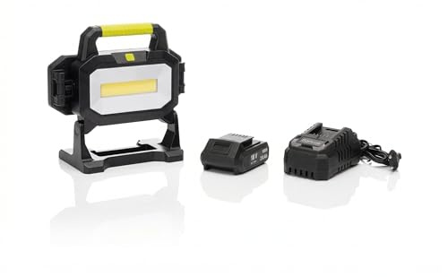 BARICUS Akku Arbeitsleuchte 18V mit 2,0 Ah Akku & Ladegerät B-Ware | 5000 lm · 50 W · 3 Lichtmodi · Schwenkbare LED-Module