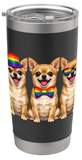 Chihuahua-Reihe Pride Month Hunde Regenbogen-Fahne LGBTQ+ Doppelwandiger Edelstahl-Thermobecher