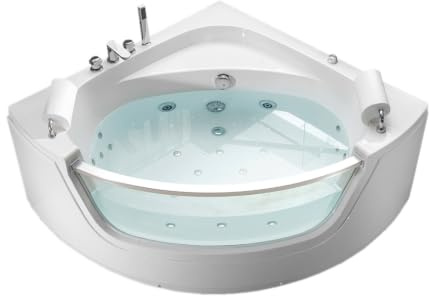 Vasca da bagno Idromassaggio per 2 persone con vetro 135x135cm - Olympia | cromoterapia, spa, angolare