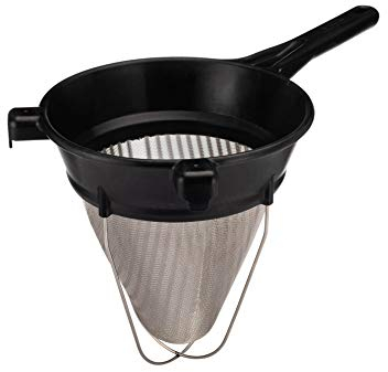 Matfer Bourgeat 017362 EXOGLASS Bouillon Strainer 10 Boullon, Stainless Steel, Black/Grey