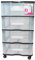 Cajonera Wagon de plástico negro 4 cajones con ruedas 68 x 38 x 39 cm