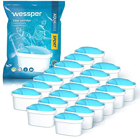Wessper AQUAMAX Sport Water Filter Cartridges | Replacement for Dafi Unimax Aquaphor A5 BRITA Maxtra+ Philips AWP212/10 Filter | Pack of 20