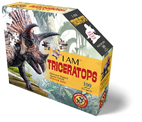 Madd Capp Shape Puzzle Junior, Konturpuzzle Triceratops, 100 Teile, für Kinder und Erwachsene