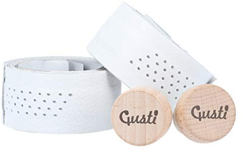 Gusti Lenkerband Leder - Fausto C. Größe 80 cm Echtes Leder inkl. Korken Lederband Griffband Fahrradzubehör Fahrrad Lenker Weiß Leder