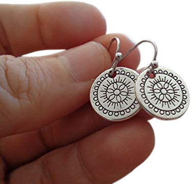✿ KLEINE MANDALA SCHEIBE OHRRINGE ✿ schöne kleine Ohrringe an formschönen Haken