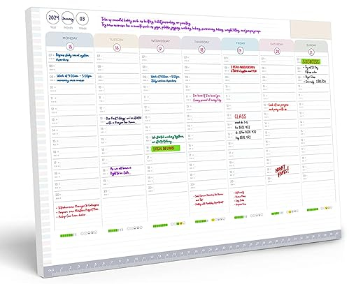Weekly Planner Pad – To Do List Notepad Organiser – Day Planner with Sticky Notes, Desk Planner for Meal, Menu, Appointments, Schedule, Productivity and Habit Tracker – 40 Thick Sheets, 30x40cm