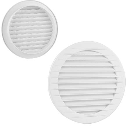 VONLIS Lüftungsgitter Backsteingitter Klinkerlüftung Abluftgitter Außengitter Insektenschutz weiß Ø 120 mm