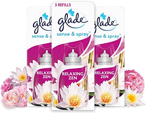 Glade Sense & Spray Air Freshener Refill, Motion Activated Automatic Room Spray and Odour Eliminator for Home, Relaxing Zen, Pack of 3 (3 x 18ml)