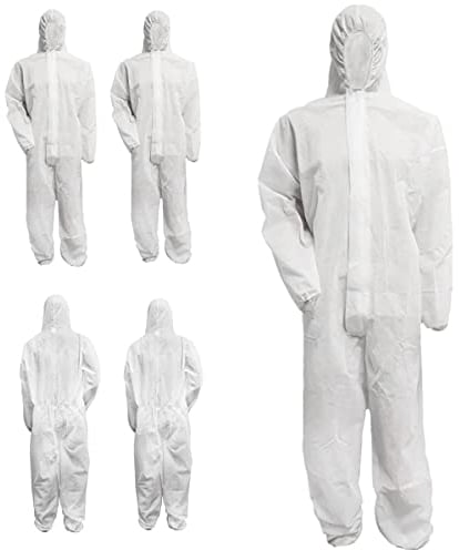 Bohrfux 10 Stück Maleranzug PP Einweganzug Overall mit Kapuze Gr. L-XXXL (wählbar) Polypropylen Schutzanzug 40g/m (XXL)