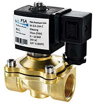 FSA Magnetventil Messing 3/4 24V AC 0-10 bar Viton stromlos geschlossen