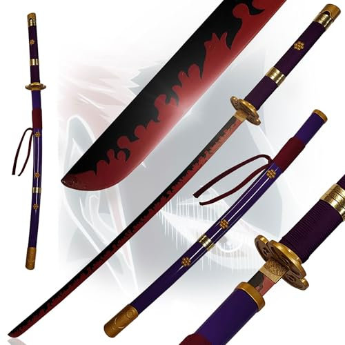 Swords and more One Piece - Oden's Enma Schwert, lila, One Piece Schwerter – Roronoa Zoro Odens Enma – Samurai Schwerter echt 102cm, Zoro Schwert für Zoro Cosplay One Piece