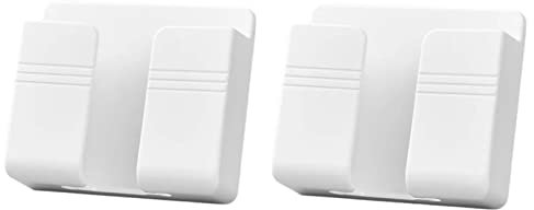 Orco 2 Pack Wall Mount Mobile Phone Charger Holder, 3M Adhesive Remote Wall Stand for Charger, Phone Holders for Kitchen Shower Bed Wall (phone Holder for Remote (White)