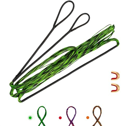 Deerseeker - Juego de cuerdas de lazo de colores con 2 puntas de nock de 12/14/16 hebras de repuesto de 48 a 70 pulgadas para arco largo tradicional recurvo