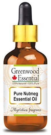 Greenwood Essential Naturreine Muskatnuss ätherisches Öl (Myristica fragrans) mit Glas Tropfer Dampfdestilliert 5ml (0.16 oz)