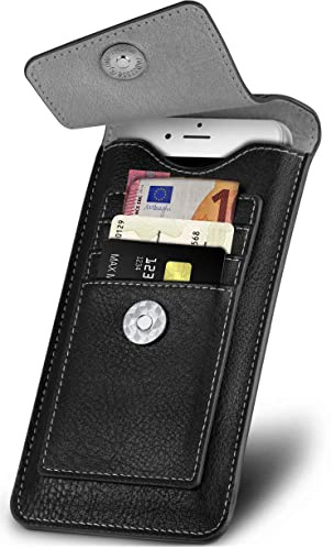 ONEFLOW Zeal Case für iPhone 11 Pro Max Handytasche zum Einstecken mit Kartenfach, Handy Gürteltasche PU Leder 360 Grad Schutz Hülle Minimalistisch, Handyhülle mit Magnet, Schwarz