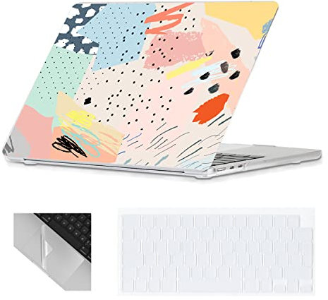 Se7enline Compatible with MacBook Air M4 case 13.6 inch 2022-2025 Hard Laptop Cover for Mac Air Model A2681/A3113/A3240 M2/M3/M4 & Keyboard Protective Cover & Trackpad Protector, Orange Pink Graffiti