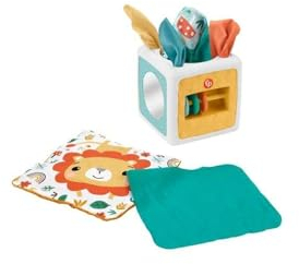 Fisher-Price 2-in-1 Babys Tücherbox - Sensorisches Spielzeug für Feinmotorik und Sinnesentwicklung, für Kinder ab 3 Monaten, HML64