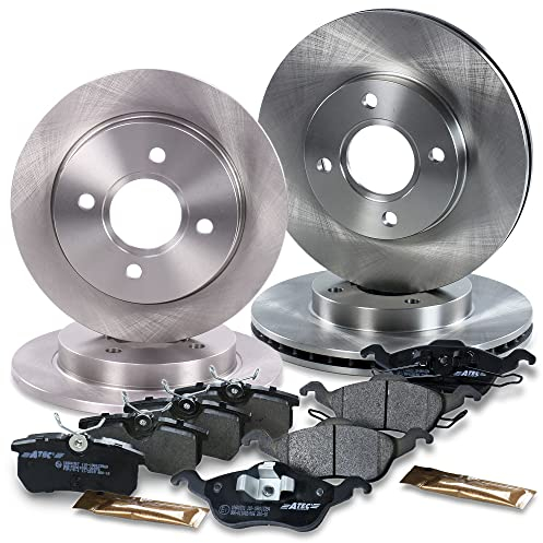 ATEC Germany Bremsenset inkl. Bremsscheiben Vorne Ø 258 mm Belüftet + Hinten Ø 253 mm Voll + Bremsbeläge Vorne & Hinten Kompatibel mit FORD FOCUS Mk1 (DAW, DBW) (DNW) (DFW)