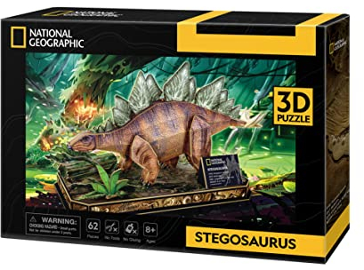 National Geographic - 3D Puzzle Stegosaurus | 3D Puzzle Für Kinder Und 3D Puzzles Erwachsene | Dinosaurier Puzzles 3D | Kinder Spielzeug | 62 Teiles