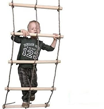 KIDS WOODEN ROPE LADDER FOR CHILDRENS CLIMBING ROPE FOR TIMBER CLIMBING FRAME PLAYHOUSE TREE HOUSE SELECTION OUTDOOR GYMNASTIC DIY PLAYGROUND * FROM HAPPY PLAYGROUNDS (7 Rungs Ladder)