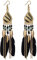 fdsmall Ohrringe Faux Feder Ohrringe Bohemian Fringe Tassel Long Drop Dangle Earrings Jewelry Long Vintage Dangle Earrings for Women's (schwarz)