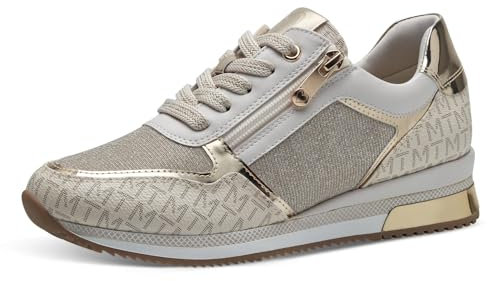 MARCO TOZZI Damen Sneaker flach mit Schnürsenkeln Freizeit, Beige (Cream comb), 39 EU