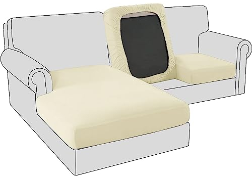 Sofa Sitzkissenbezug, Samt Stretch Bezug für Sofa Sitzkissen, Elastische Couchüberzüge, Sofasitzbezug Schonbezug Ersatz für einzelne Kissen (Großer 1-Sitzer,Beige)