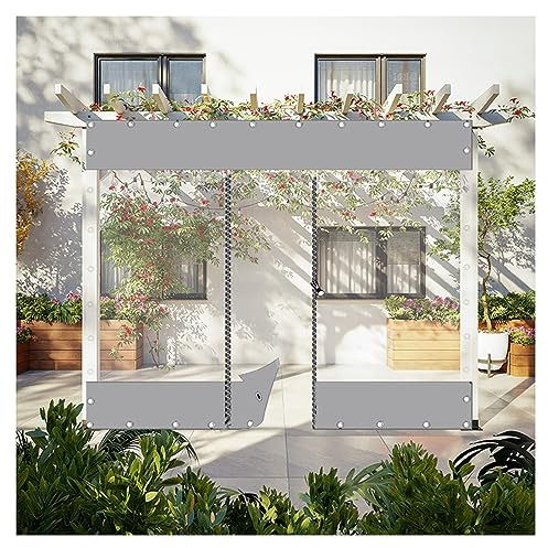 Outdoor Planenvorhänge mit Reißverschluss Tür,Pavillon Planen Seitenteile Mit Reißverschluss Tür,Planen Seitenteile Mit Reißverschluss Tür,für Veranda Pergola,0,5 mm dick (Size : H2.4xW10m/H7.8xW32.8