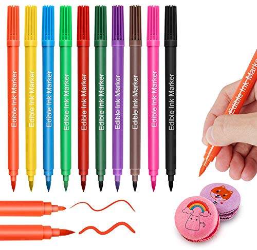 10 Stück Lebensmittelfarbstifte - Doppelseitigen Lebensmittelfarbe Stift - Kuchen Backen Lebensmittelfarbstoffe Mit Feiner Und Dicker Spitze - Lebensmittel Filzstifte Für Fondant, Kekse, Ostereier