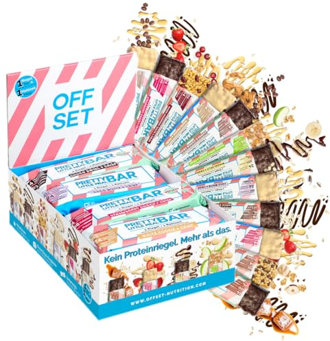 OFFSET Nutrition Mahlzeitersatz Riegel Probierbox 12x55G [205 KALORIEN PRO RIEGEL] - Bis zu 16G Eiweiß pro Proteinriegel | Glutenfreier & Vegetarischer Protein Snack | Mit 24 Nährstoffen & Mineralien