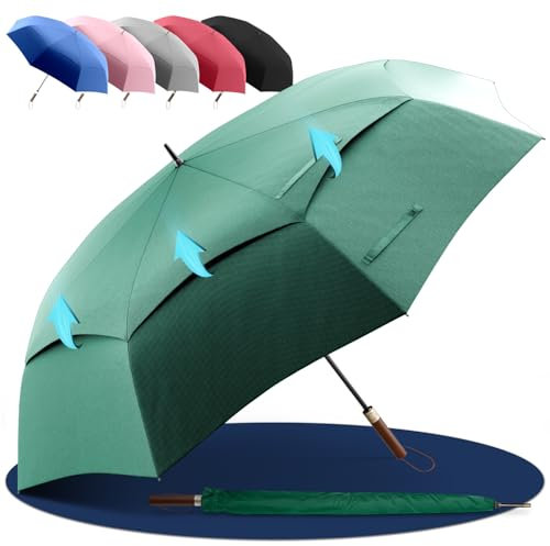 LOGAN & BARNES Stockschirm sturmfest [Ø120 cm] mit hochwertigem Echtholzgriff - XXL Regenschirm für 2 Personen - Regenschirm Groß - Modell CHICAGO