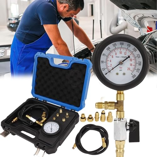 Druckverlust Leck Tester, Auto Stoßdämpfer Testgerät Manometer Luftfederung Lecktester Auto Stoßdämpfer Test Werkzeug Ersatz für Auto-Stoßdämpfer mit 5 Vollkupferanschlüssen für die Meisten Auto