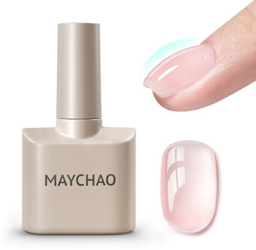 MAYCHAO 7-in-ONE Clear Pink Builder Nail Gel, 15ML Builder Base Strengthening Gel UV/LED Building Nail Gel in a Bottle for Nail Repair Nail Strengthen Hard Gel Builder Nail Extension Gel Builder