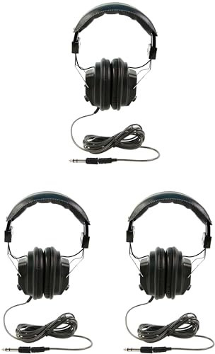 3068AV-CT Pack of 3 Switchable Stereo/Mono Headphone, Black; Padded Headband, Adjustable; Mono/Stereo Switch for Language and Computer Applications; 2-Layered Cut-and-chew Resistant Cord